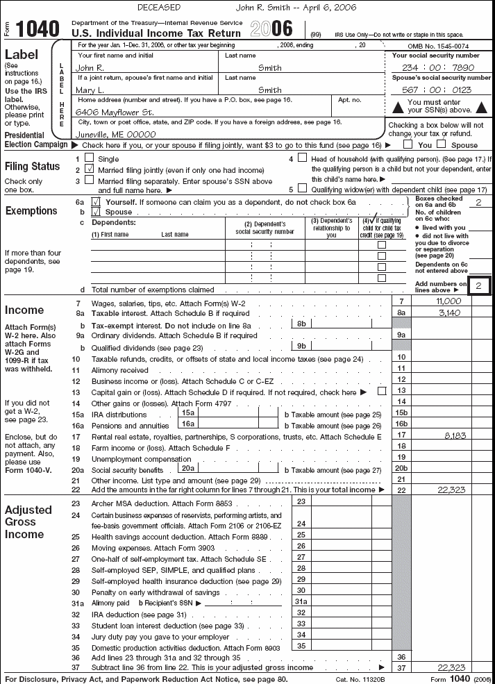 Page 1 of Form 1040 for John R. Smith