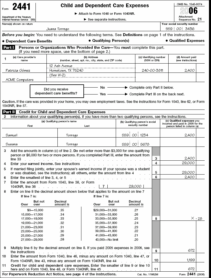 Form 2441,Forms: 2441Page 1