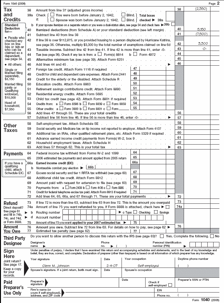 Form 1040, page 2