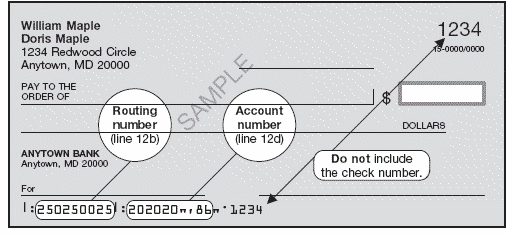 Sample Check - Lines 12b through 12d