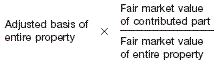 Adjusted basis of entire property x fair market value of contributed part ÷ fair market value of entire property